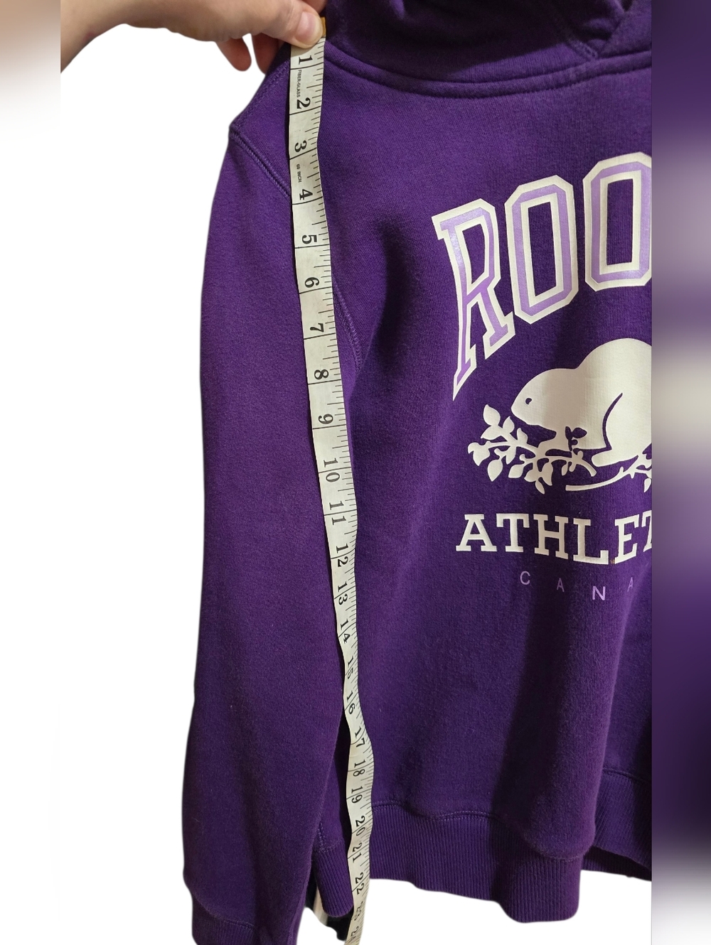 Roots Athletics Canada Purple Hoodie Youth XXL Fits Women’s XS–S NWOT P2P 20-23 - Picture 4 of 4